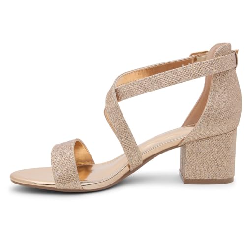 Image of Shoe Land SL-LESSA Women's Low Heels Open Toe Dress Heeled Sandals Cross Ankle Strap Chunky Block Short Heel Pumps Shoes for Office Prom Wedding Party