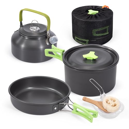 Camping Cookware Set Portable Camping Cooking Kit Non Stick Camping Pots and Pans for Camping Picnic Hiking BBQ for 2-3 People