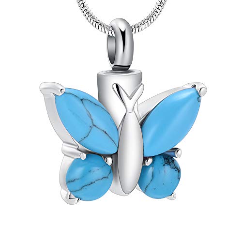 Pendentif souvenir pour cendres de maman collier funéraire papillon commémoratif