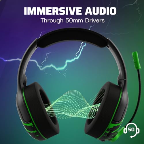 Image of PDP AIRLITE Glow Pro Wireless Headset: Jolt Green - Xbox Series X|S, Xbox One, & Windows 10 /11