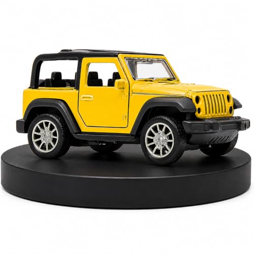 Image of Jeep Die Cast Metal Toy Car with Opening Doors & Pull Back Action | Mini Manual Push Super Car No Battery Needed | Durable Diecast Vehicle for Kids Age 3+ | Collectible Gift (Yellow)
