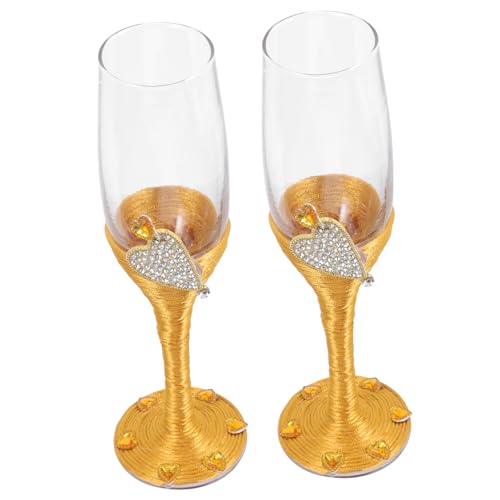 CONGARTENO 2 Piezas Copas de Champán para Parejas de Copas con Diseño y Encaje para Bodas y Celebraciones para Novios y