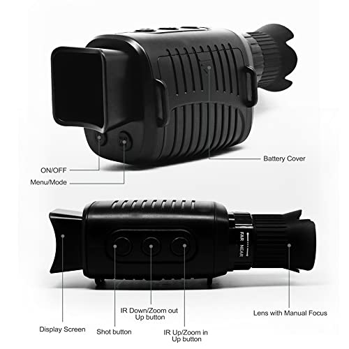 lifcasual Monocular de visão noturna ao ar livre IR Monóculos digitais infravermelhos Tela TFT de 1,
