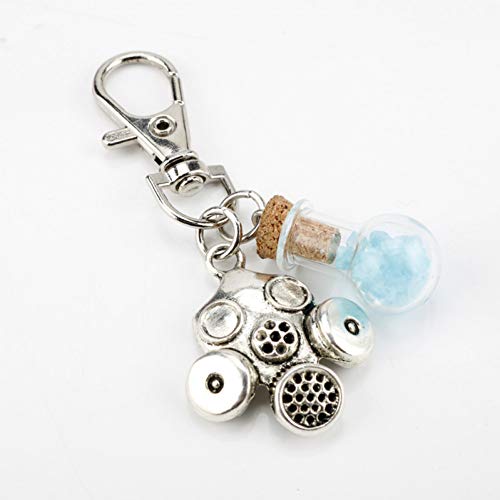 Preisvergleich Produktbild JJCDKL Breaking Bad Gasmaske Schlüsselanhänger Glasflasche Kies Anhänger Schlüsselanhänger TV-Serie Prop Schlüsselbund Frauen Männer Schmuckstücke Geschenk