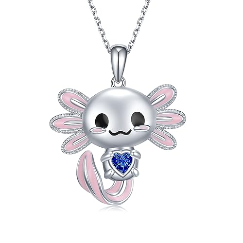 Axolotl Necklace 925 Sterling Silver Axolotl Pendant Cute Animal Jewelry Gift for Women
