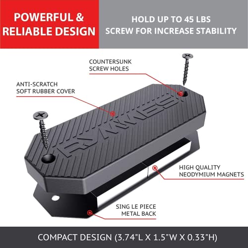 Rymmes Gun Magnet Mount For Vehicle, Magnetic Holder Up To 45Lbs - Tactical Holster For Handgun, Rifle, Pistol, Revolver, Shotgun, Magazines - Concealed Firearm On Car, Truck, Wall #TOP5