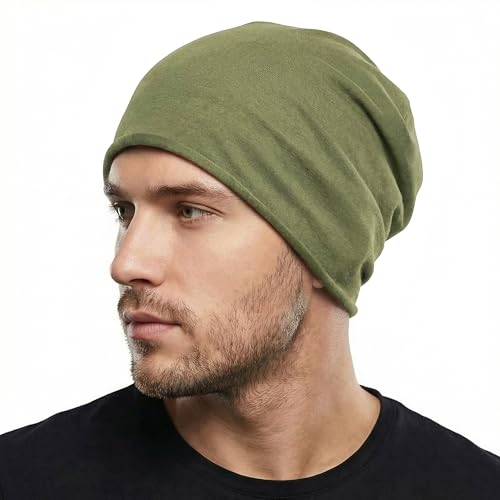 Image of ZLYC Cotton Thin Slouchy Beanie Hat for Men Women Fashion Soft Stretch Knit Skull Cap