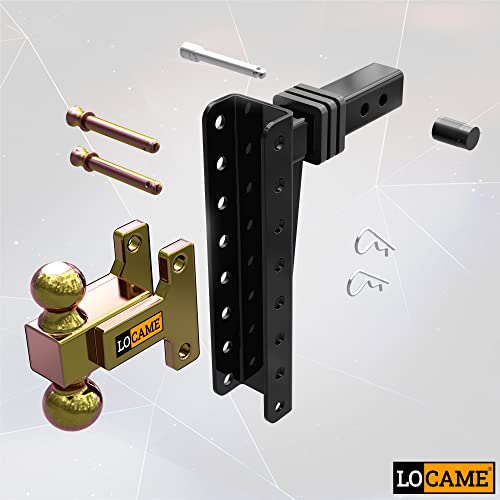 Locame Adjustable Trailer Hitch, Fits 2.5-Inch Receiver, 11-Inch Drop/Rise Drop Hitch, 21000Lbs Gtw, Tow Hitch For Heavy Duty Truck With Double Pins, Solid Ball Mount, Lc0048 #TOP6