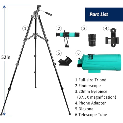 image for SARBLUE Maksutov-Cassegrain Telescope, Mak60 Telescopes for Kids Adult