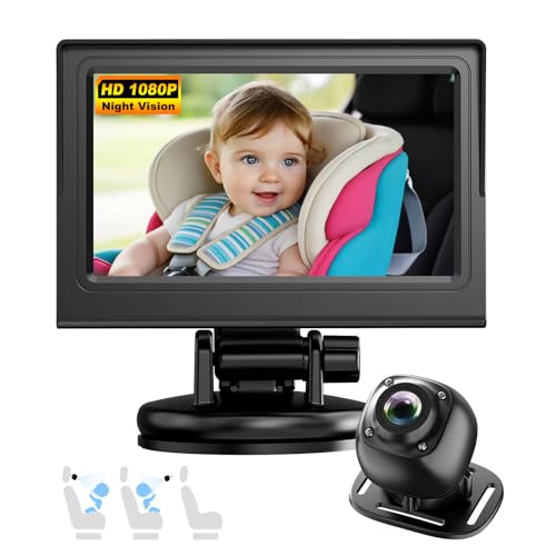 Image of BTLMEMO Baby Car Camera Monitor for Backseat - Baby Car Mirror - Safety Rear Facing Infant Back Seat Camera with 4.3" Display, HD 1080P, Night Vision, Easy Installation - Black