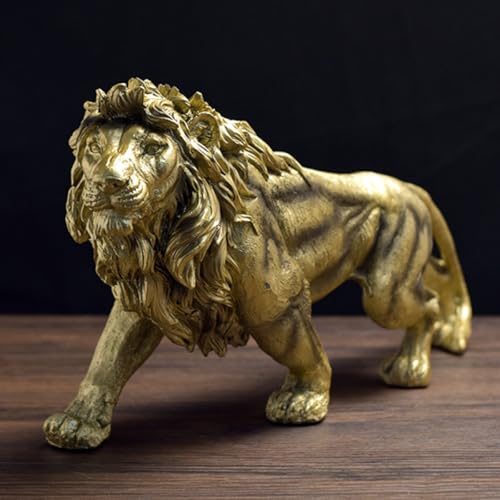 Statue lionceau en résine dorée Housoutil pour la déco de table