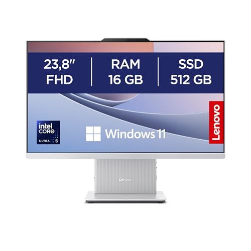 Migliori PC all in one 24 pollici Lenovo IdeaCentre Computer desktop All-In-One, Display 24' FHD, Intel Core Ultra 5 226V, 512GB SSD, RAM 16GB, Altoparlanti Harman, WiFi 6, Windows 11 H, Tastiera + Mouse Wireless