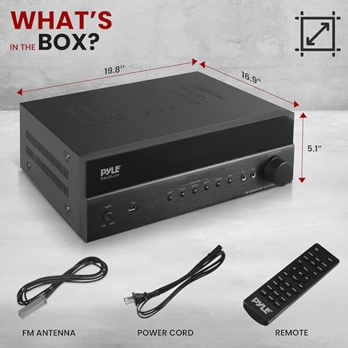Pyle PT865BT 5.2 Channel Hi-Fi Home Theater Receiver - 1000W Max Wireless Bt Surround Sound Stereo Amplifier System With 4K Ultra Hd Support, Mp3/Usb/Dac/Fm Radio, Ideal For Immersive Home Audio Experience thumb #6