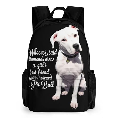 Men Women Lightweight Pitbull Pit Bulls Dog Black Backpack Large Capacity Bookbag With Smooth Zippers for Gym Business Running