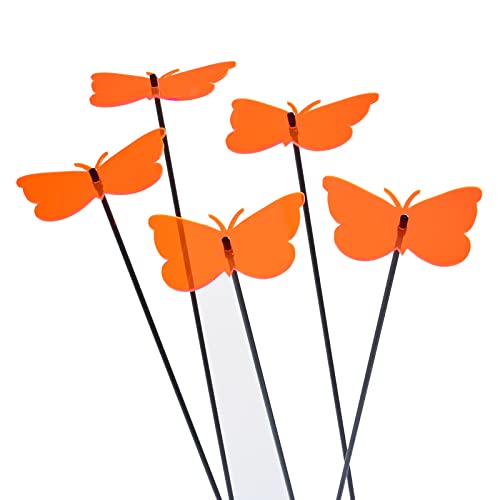 Sun Catcher Garden Decor Glowing Gatekeeper Butterfly Set of 5 Large Garden Stakes 75cm - Image 3