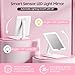 Benbilry Foldable Travel Makeup Mirror with Lights and 20X Magnification, Rechargeable Tabletop LED Vanity Mirror with Adjustable Stand, 3-Colored Dimmable Lighting, Portable Cosmetic Mirror, White
