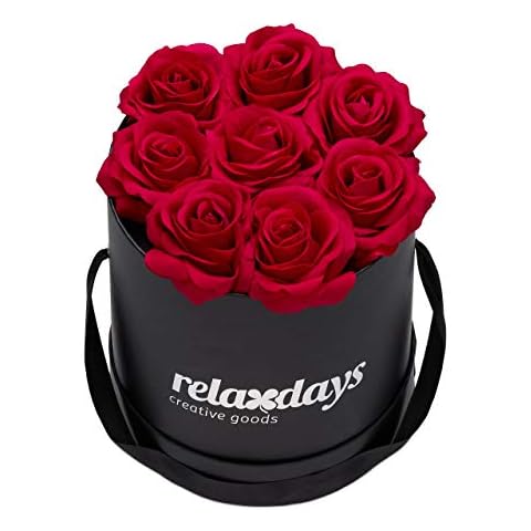 Relaxdays Rosas Artificiales, Caja de Flores Negra, 8 Unidades Cover