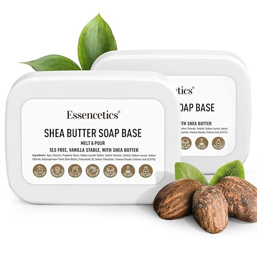 Essencetics Shea Butter Soap Base Melt and Pour 5lb - SLS Free Vegan White Organic Soap Base for Soap Making - Made from Natural Glycerin - Glicerina para Hacer Jabones Artesanales Organica