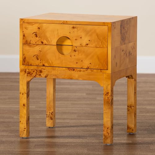 Bali & pari Kayla Modern and Contemporary Real Mappa Burl Wood 2-Drawer Nightstand by bali & pari - Image 9