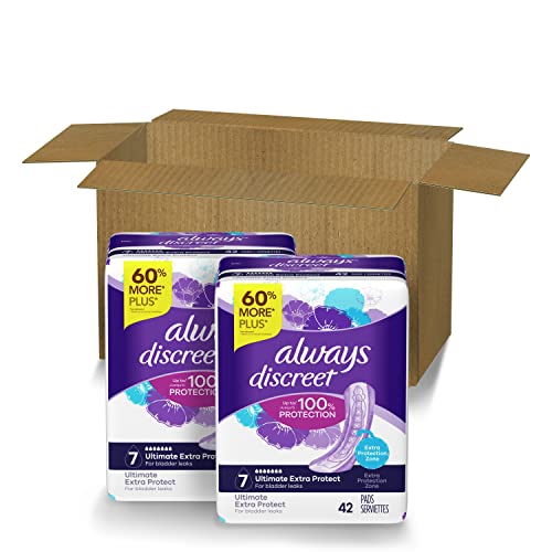 Always-Discreet-Ultimate-Extra-Protect-Incontinence-and-Postpartum-Pads-84-Count-Ultimate-Absorbency-42-Count-Pack-of-2-84-Count-Total