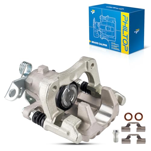 Image of PHILTOP 19B2575 Rear Left Disc Brake Caliper Assembly Fit for Volkswagen Audi for 2001-2004 Jetta, 2000-2006 TT Quattro 2005 Jetta, 2000 Jetta 1.8L, Rear left Driver Side
