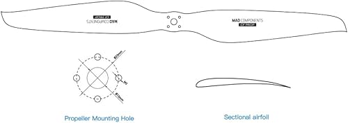 Miniatura 6 de Fluxer CB2 26 x 8.0 pulgadas PROP-D10-D20 (M3X4) MAD COMPONENTS Hélice de fibra de carbono ultraligera mejorada para el dron, multirotor Quadcopter,