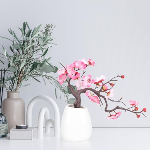 Bonsaï artificiel en pot plante décorative fleurs roses