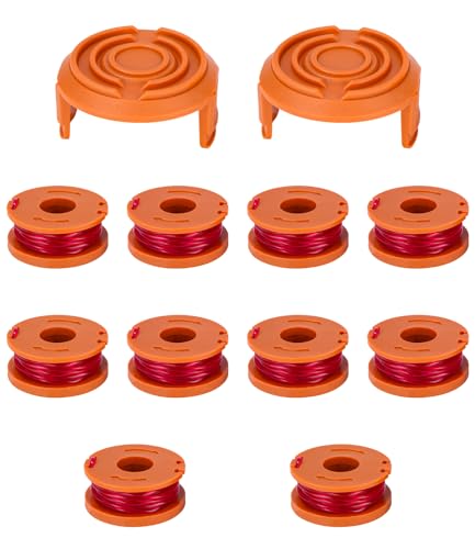 12 Pcs Fil Coupe Bordure Compatible avec Coupe Bordure WORX WG163(10 Fil Coupe Bordure,2 Couvercle)