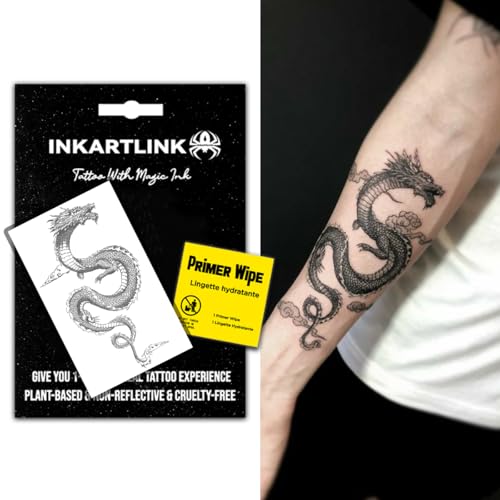 INKARTLINK Semi Permanent Tattoo, Creative party dragon tattoo, exquisite and realistic design, interesting tattoo experience, cruelty-free, non-reflective, waterproof (Dragon 6)