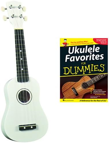 Ukulele For Dummies Pack -White Soprano Ukulele w/Bag + Ukulele Favorites for Dummies Book