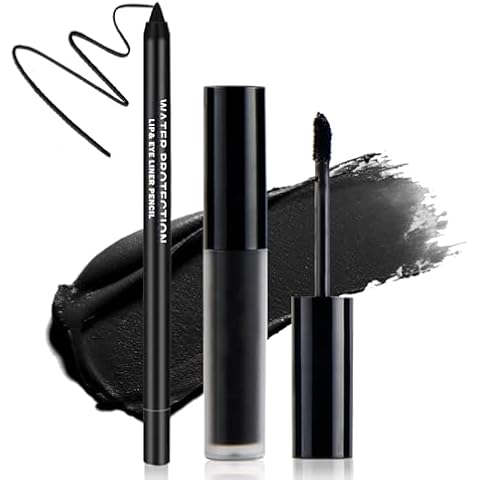 LZXLUKGIR Black Lipstick Halloween Black Lip Liner Lip Kit,Matte Black Lipstick Long Lasting Smudge Proof,Velvet Black Lip Gloss Lip Stain,Non Stick Cup Black Liquid Lip Stick and Lip Pencil for Women Cover