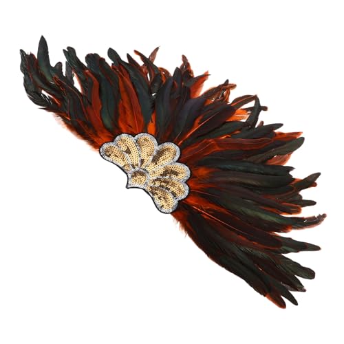 SAFIGLE Diadema de Plumas Doradas para Carnaval Ligera y Elástica Accesorio Cómodo para Mujer Fiestas y Disfraces Años