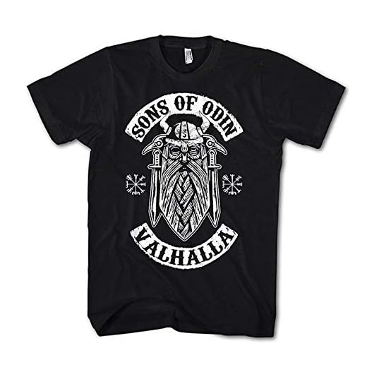 Monkey Print Camiseta Hombre Odin Sons of Valhalla Vikingos - Negro, M
