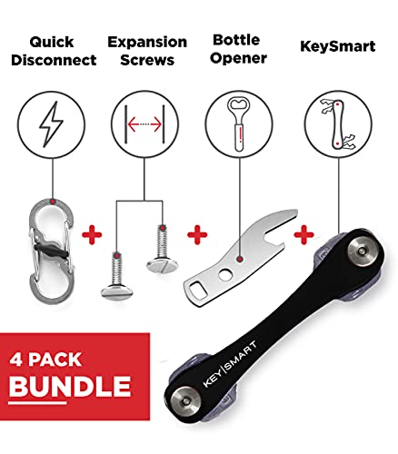 Keysmart - Compact Key Holder And Keychain Organizer W/Expansion Pack-14 Keys, Quick Disconnect And Bottle Opener (Black) #TOP1
