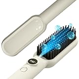 Christmas Gift for Women, Hair Straightener Brush for Women, Electric Heated Comb, Straightening Hot Comb with 5 Temperature Settings & LED Display, 30s Fast Heating & Dual Voltage, White