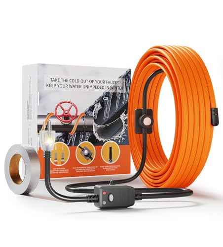 Heat Tape for Water Pipes - 100FT Heat Tape with Thermostat Self-Regulating Heat Tape Freeze Protection, ETL Listed, Keeps Water Flowing at -40°F, 120V 3W/FT