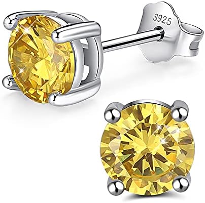 SIMPLGIRL 925 Sterling Silver Birthstone Stud Earrings for Women Girls Silver Birthstone Earring Small Stud Earrings Anniversary Birthday Valentines Christmas Jewellery Gifts (with Gift Box)