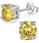 Damen Ohrringe Geburtsstein Ohrringe 925 Sterling Silber für Damen Mädchen Sparkling Round Cut CZ...