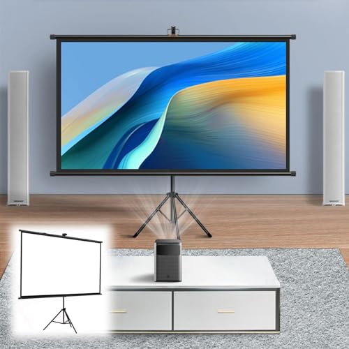 Hoiweqr Pantalla Proyector Portátilcon con Tripode 60 Pulgadas 72 Pulgadas, 16:9/4:3 4K Full HD Pantalla De Trípode Premium para Cine Casa Camping Eventos Recreativos, Fácil(16:9 60in)