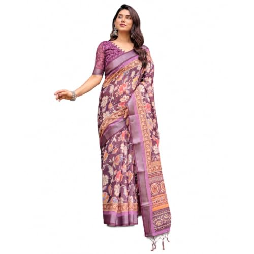 Women's Premium Cotton Linen Silk Saree Featuring Jacquard Zari Woven Brocade Work & Unstitched Blouse Piece | Comfortable Traditional Indian Ethnic Pallu Sari product image 9