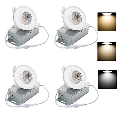 ❤ Crazy Deals Ceiling Gimbal Light,NICKLED 4Pack 3inch 3CCT 8W Eyeball Airtight LED Lighting with J-Box