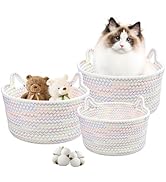 MDDK DY Depozit Baschet Cotton Rope Set de 3 coșuri de depozitare țesute pentru dulapuri ...