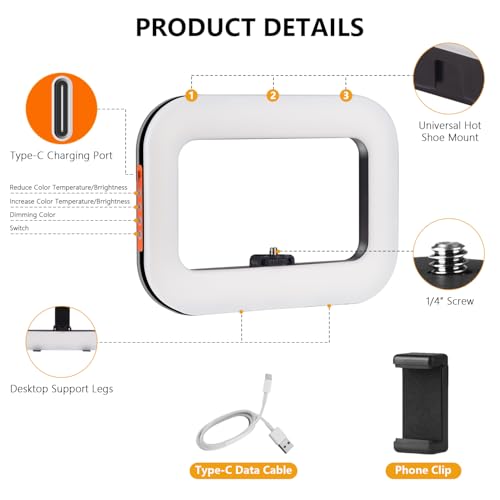 PIOENIMAGE Rechargeable Portable Ring Light for Phone, LED Smartphone Light, Phone Video Stabilizer, Square Ring Light for Photography, Video Recording, Live Stream - image 7