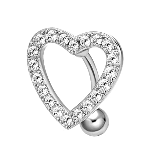Harlermoon Heart Belly Button Rings CZ Crystal Belly Button Rings 14G Surgical Steel Piercing Jewelry