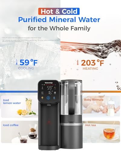 Image of Waterdrop M6CG Hot and Cold Mineral Reverse Osmosis Water Filter Countertop | 8-Stage, Certified to NSF /ANSI 58 & NSF /ANSI /CAN 372, 59-203F Water, 3:1 Pure to Drain, Glass Pitcher, BPA-Free