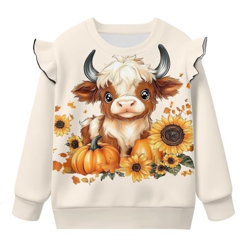 Girls Long Sleeve Pullover Top for Kids 3-8 Years Cute Fall T Shirts Soft Top Graphic T Shirt4