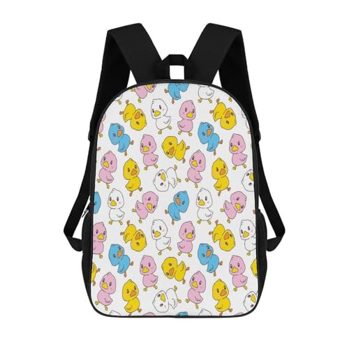 Cartoon Yellow Duck Backpack Simple Leisure Travel Backpack Outgoing Daypack 17 Inch