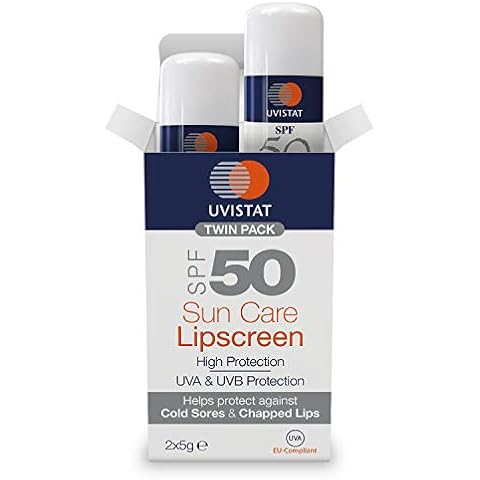 Uvistat Sun Care Lipscreen | SPF50 | Moisturising Lip Balm | Prevent Dry and Chapped Lips | 2 Tubes Cover
