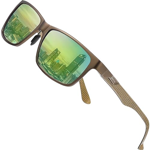 DUCO Mens Sunglasses Polarized Rectangle Sunglass for Men Lightweight Carbon Fiber UV400 Protection 8206