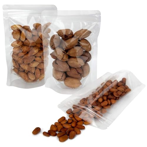 Blisstime 50 Pack Stand Up Pouch Bags, Resealable Clear Self-seal Pouches with Tear Notch for Food Packing (5.5 X 7.9 Inches)